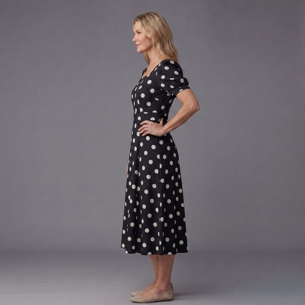 Barbara | Elegant Polka Dot Midi Dress