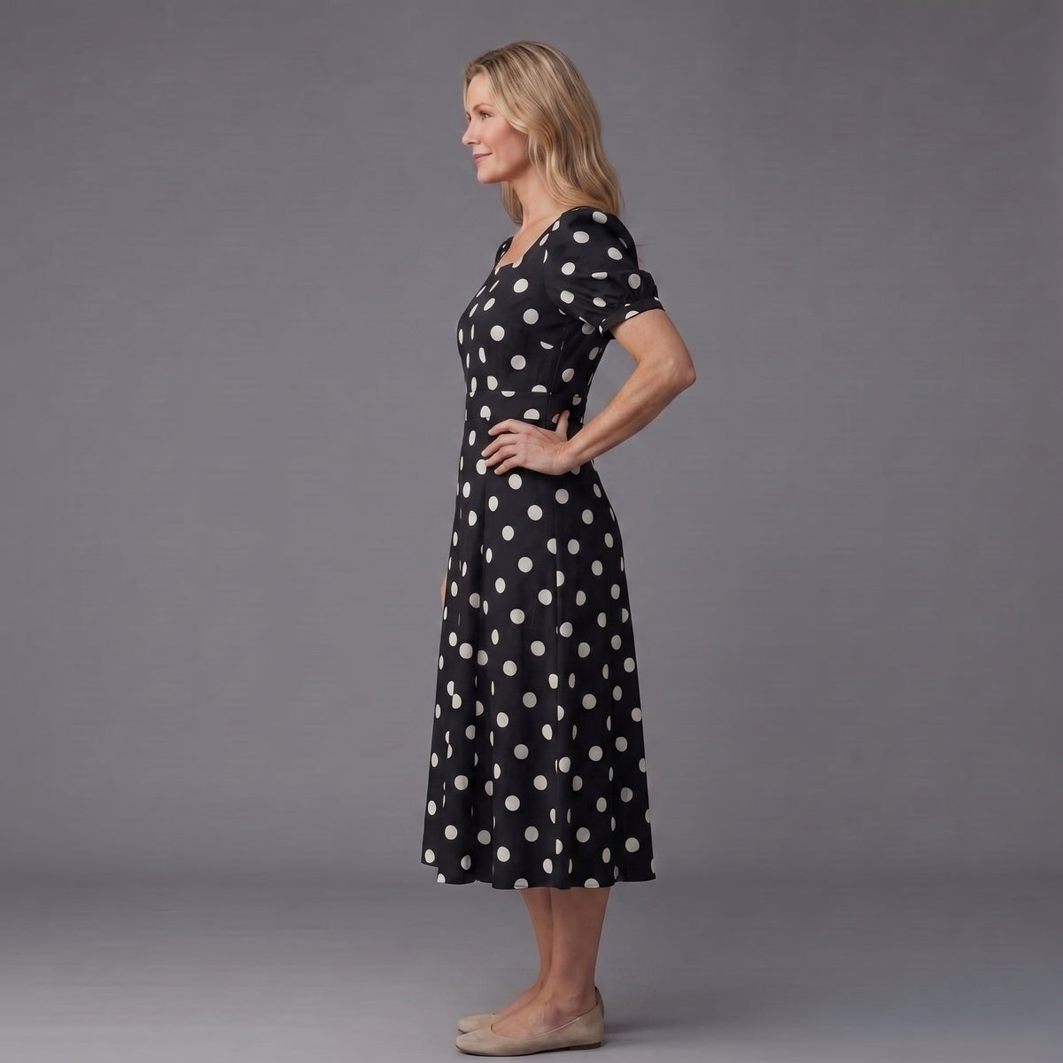 Barbara | Elegant Polka Dot Midi Dress