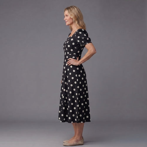 Barbara | Elegant Polka Dot Midi Dress