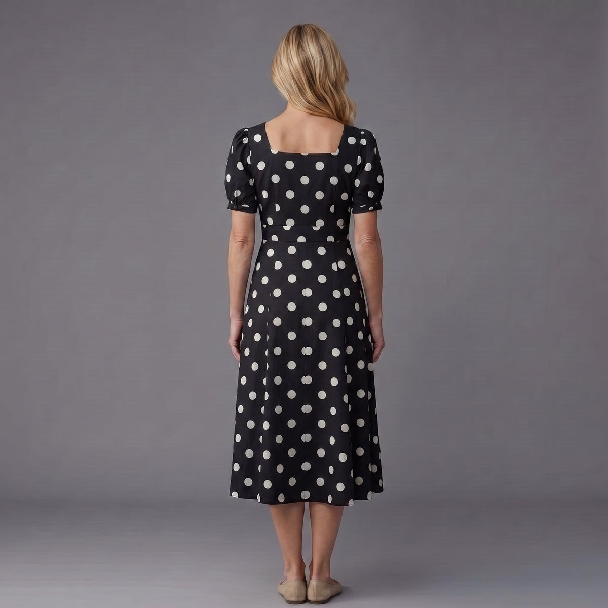 Barbara | Elegant Polka Dot Midi Dress