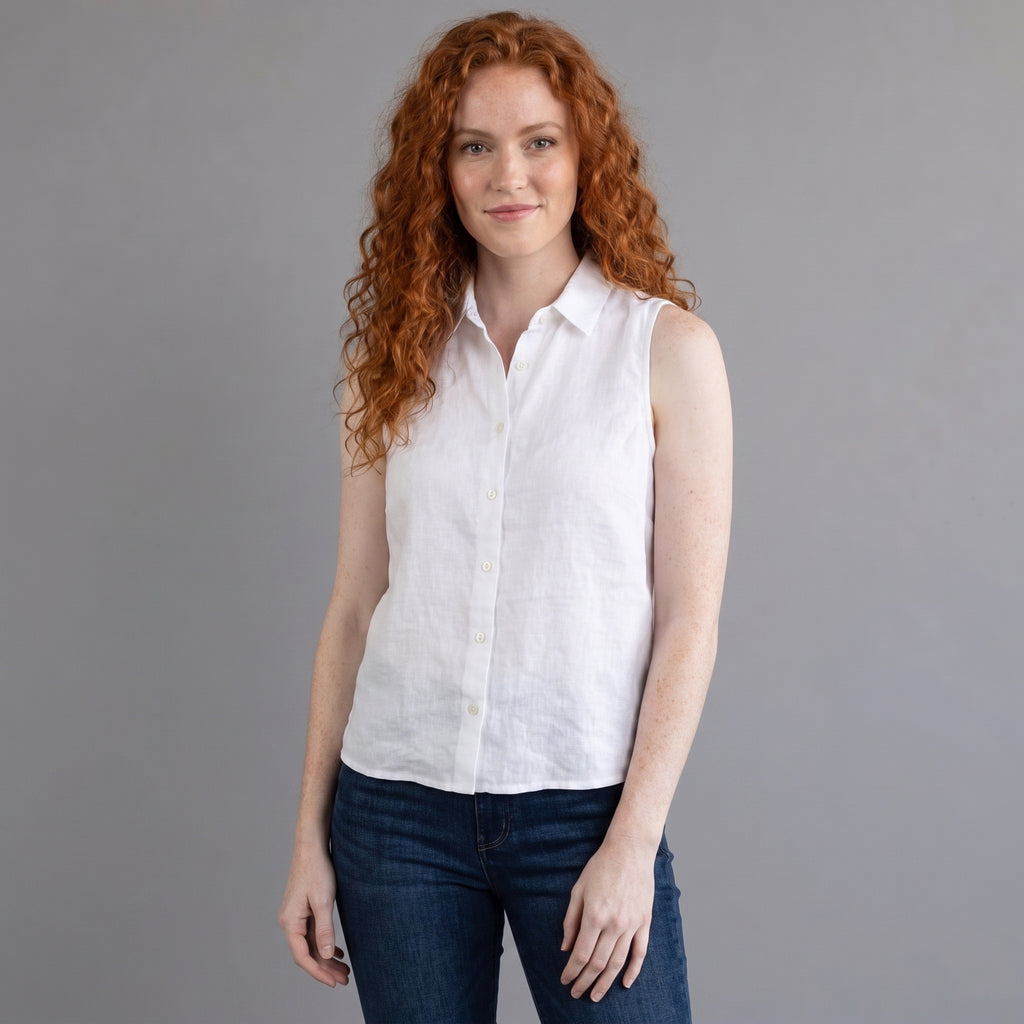 Magdalena | Elegant Sleeveless Button Blouse