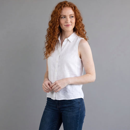 Magdalena | Elegant Sleeveless Button Blouse
