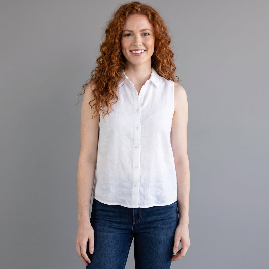 Magdalena | Elegant Sleeveless Button Blouse