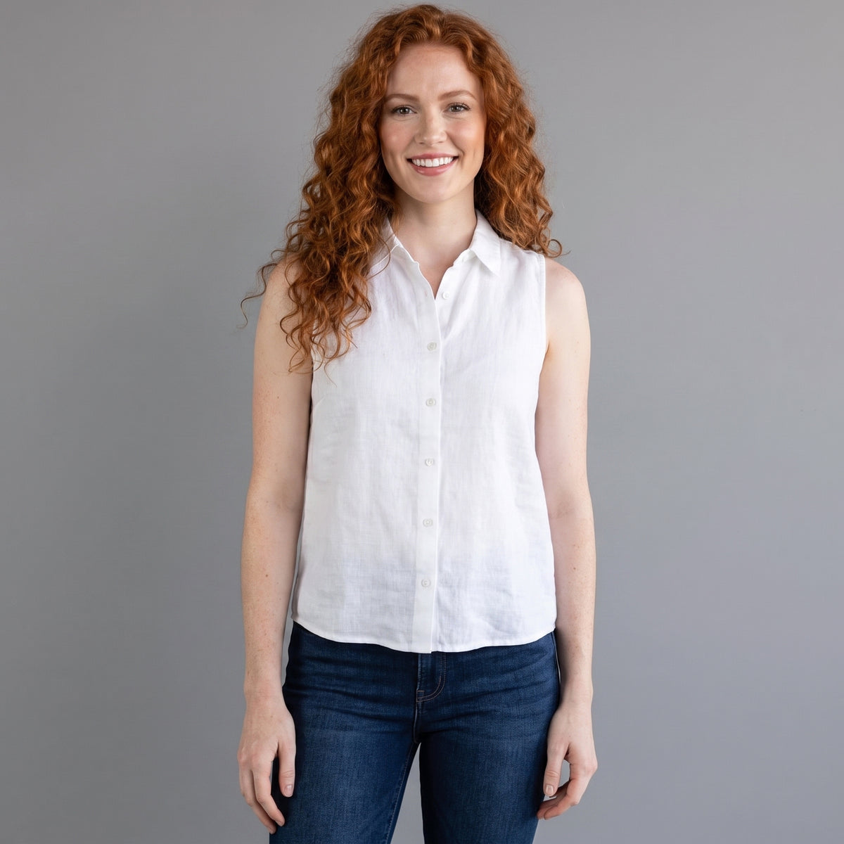 Magdalena | Elegant Sleeveless Button Blouse