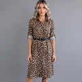 Leona | Leopard Print Belted Shirt Dress