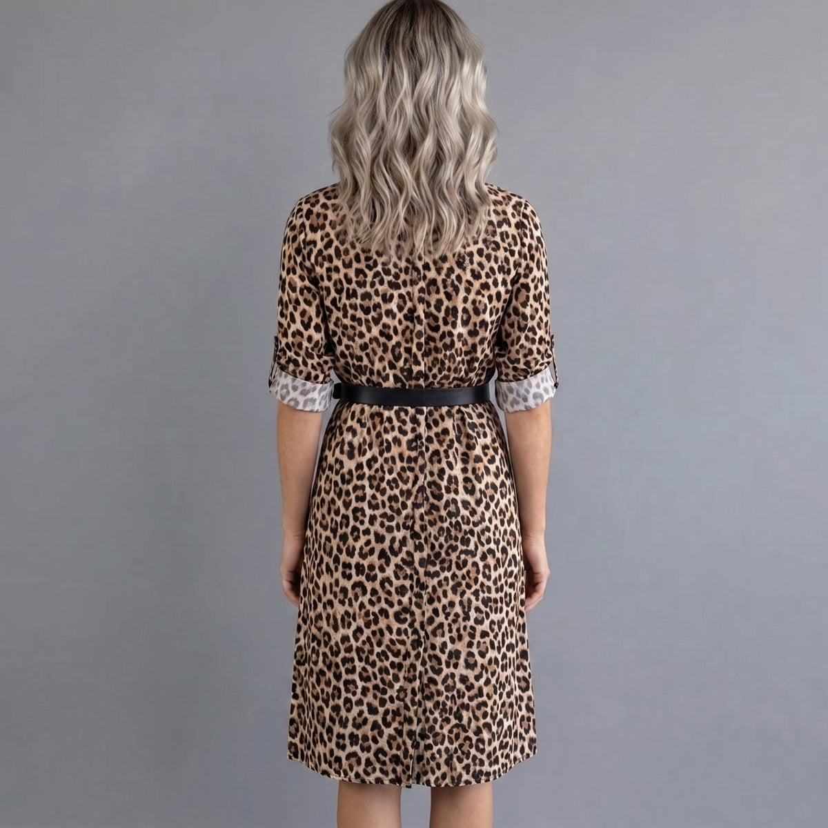 Leona | Leopard Print Belted Shirt Dress